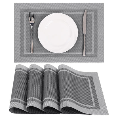 SHACOS Teal Blue Woven Placemats Set of 6 Place Mats for Dining Table