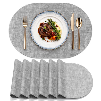 Aofmee Placemats, Placemats Set of 6, Heat Resistant Place Mats, Washable PVC Table Mats, Woven Vinyl Plastic Placemats for Dining Table, Non-Slip Stain Resistant Kitchen Table Placemats Easy to Clean