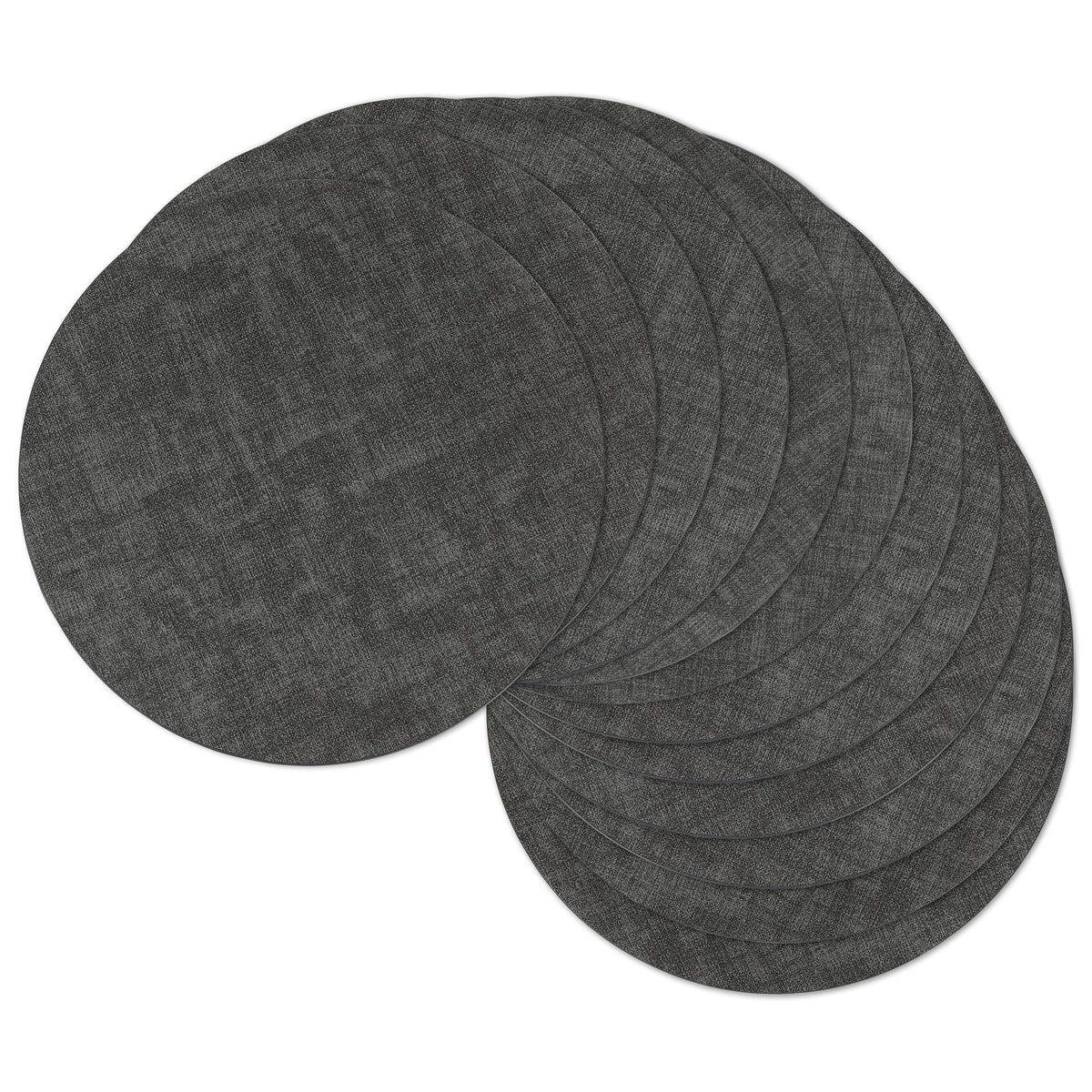 13" Round Placemats Set of 8, Reversible Faux Leather Wipeable Table Mats