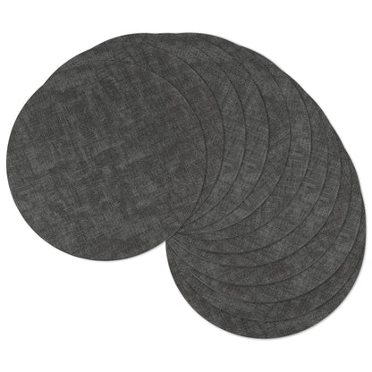 13" Round Placemats Set of 8, Reversible Faux Leather Wipeable Table Mats