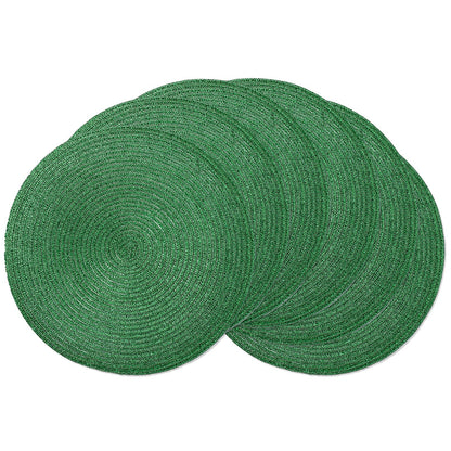 AHHFSMEI Round Braided Placemats Set of 6 15 Inch Burnt Orange Table Mats