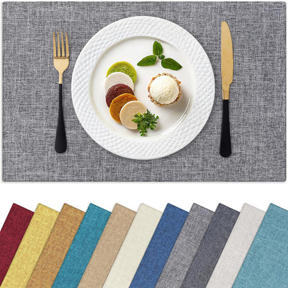 Homaxy Cloths Placemats for Dining Table Set of 6, 13" x 19", Flaxen