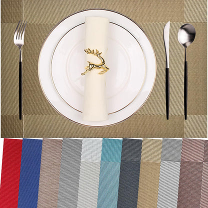Vinyl Placemats Heat-Resistant Table Mats Washable Easy Clean Plastic Placemats for Dining Table Set of 4 (Red)