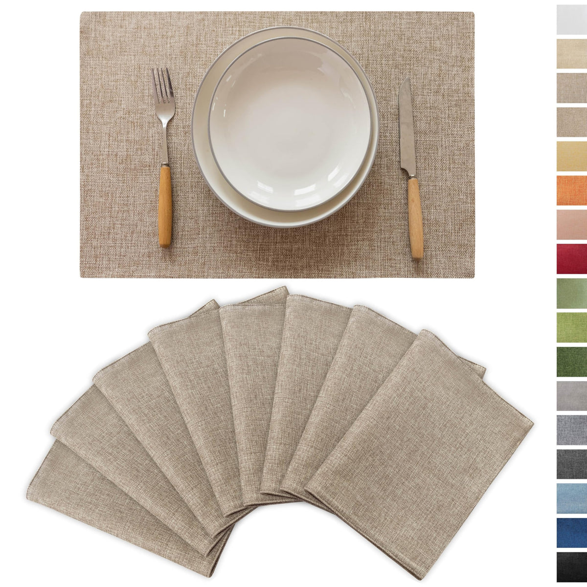Demetex Green Placemat Set of 4 Washable Linen Textured Place Mats for Dinner Heat Resistant Sage Cloth Placemats Scratch Resistant Plate Mats for Dining Table Kitchen, Green