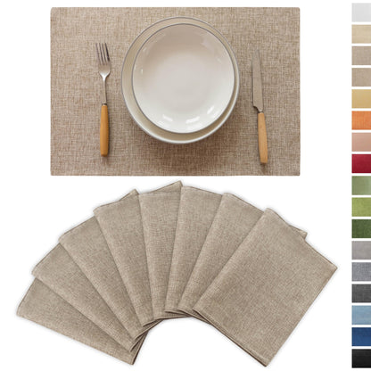 Demetex Green Placemat Set of 4 Washable Linen Textured Place Mats for Dinner Heat Resistant Sage Cloth Placemats Scratch Resistant Plate Mats for Dining Table Kitchen, Green
