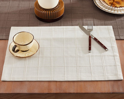 ZeeMart Linen Checked Farmhouse Placemats Set of 6, Olive 13x19in