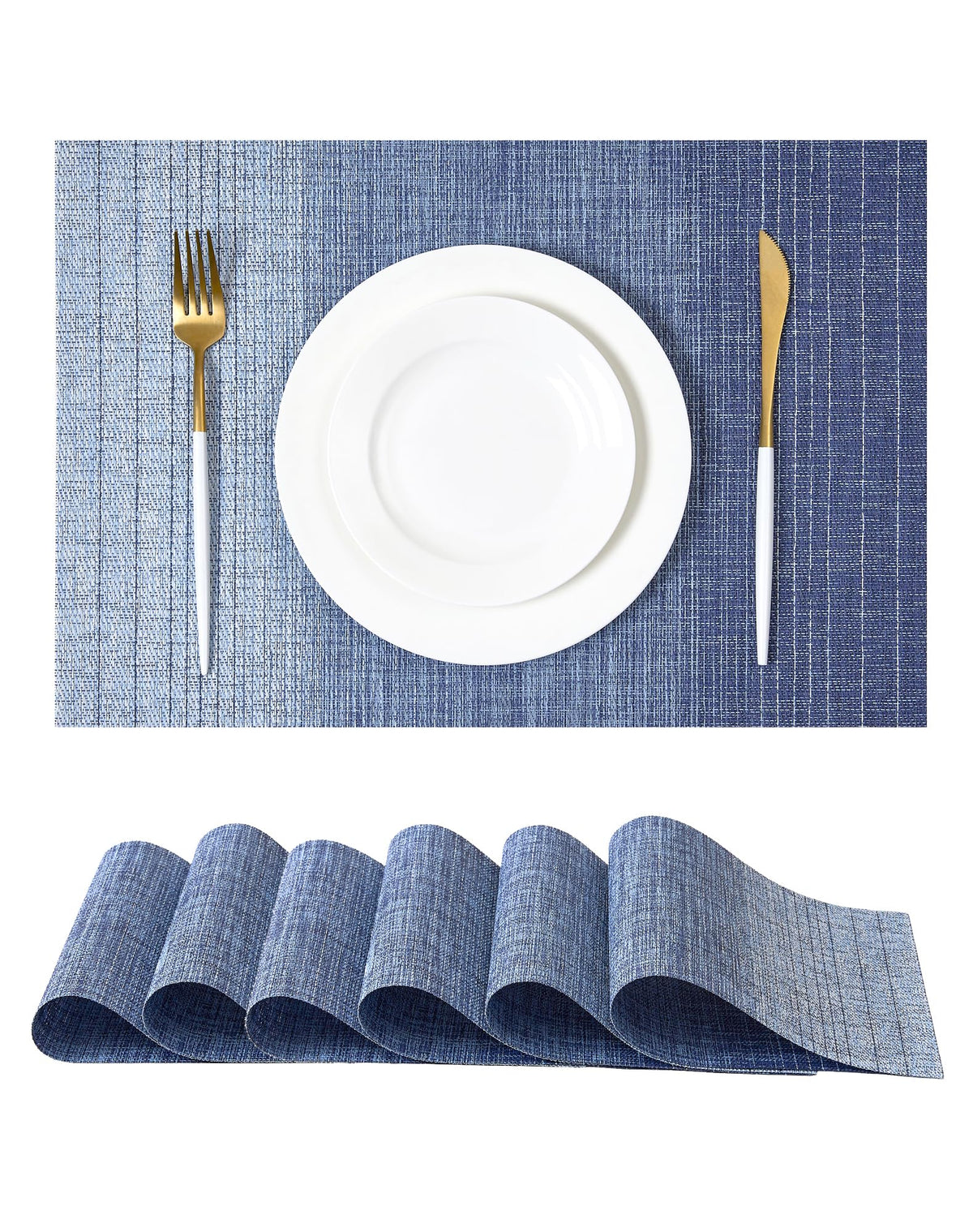 Woven Vinyl Beige Placemats Set of 12, Linen Look & Easy to Clean