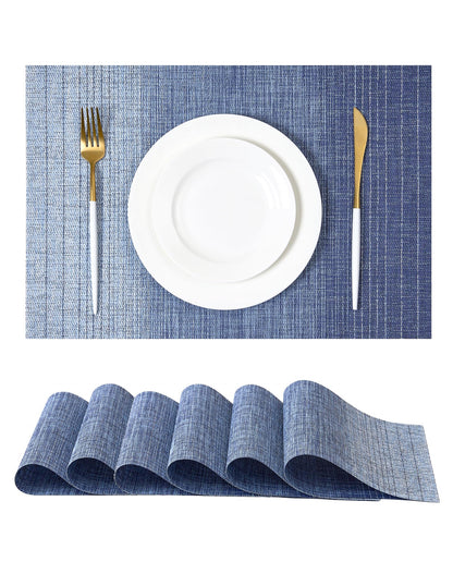 Woven Vinyl Beige Placemats Set of 12, Linen Look & Easy to Clean