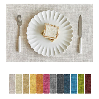 Softalker Faux Linen Cloth Placemats Set of 6-12 x 18 Inch, Navy