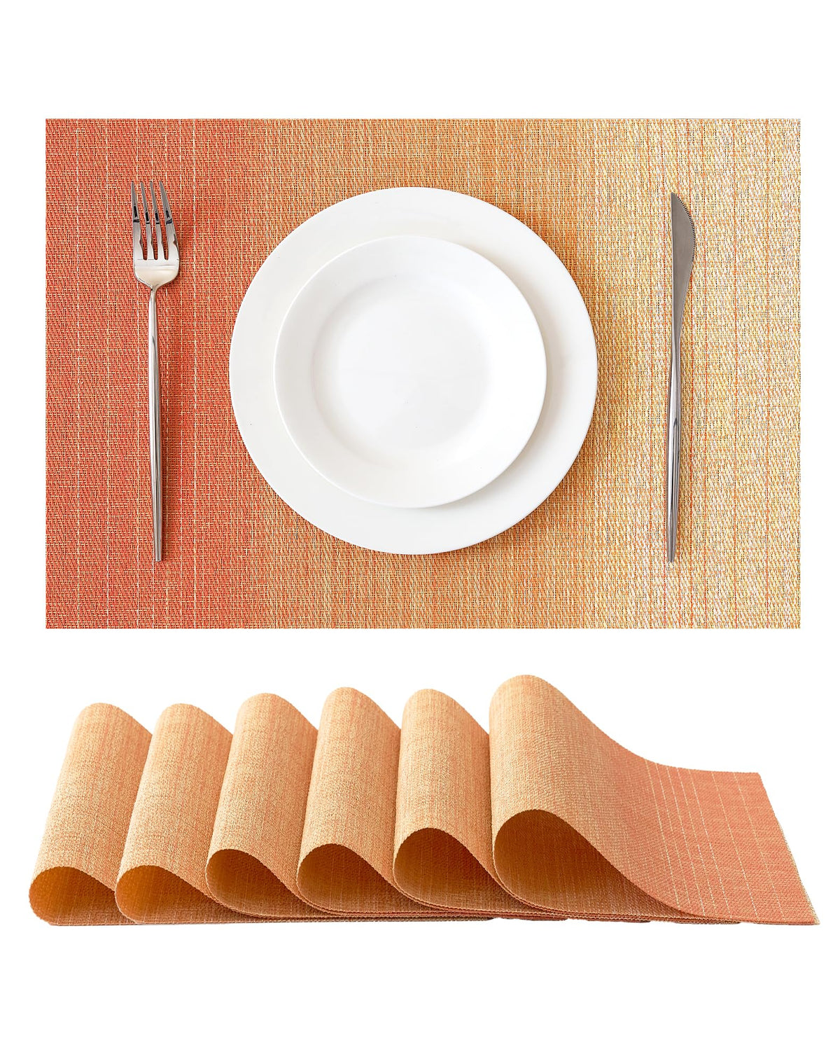 Beige Placemats Set of 4 - Heat-Resistant, Non-Slip Table Mats, Washable Woven Vinyl for Indoor & Outdoor Dining