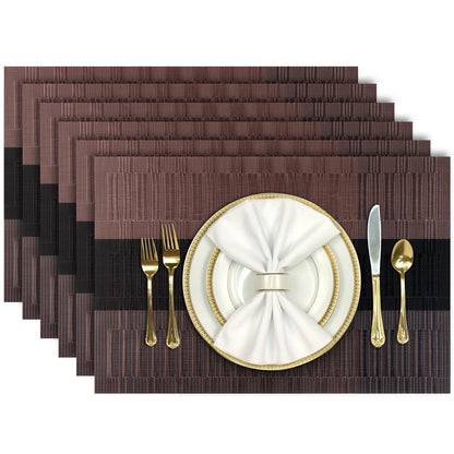 Aofmee Placemats, Placemats Set of 6, Heat Resistant Place Mats, Washable PVC Table Mats, Woven Vinyl Plastic Placemats for Dining Table, Non-Slip Stain Resistant Kitchen Table Placemats Easy to Clean