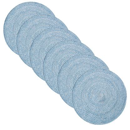 Sweet Home Collection 100% Cotton Placemats for Dining Room Rectangle Two Tone Woven Fabric 13" x 19" Soft Durable Table Mat Set, Set of 6, Dark Blue