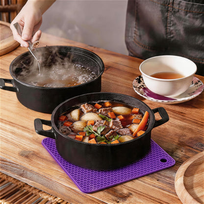 Silicone Trivet Mats,Heat Resistant Pot Holders, Multipurpose Non-Slip Hot Pads for Kitchen Potholders, Hot Dishers, Jar Opener, Spoon Holder, Food Grade Silicone(Black Size Round 7''x7'')