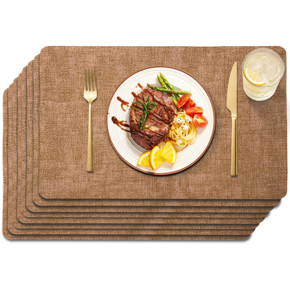 Maxpearl Faux Leather Placemats Set of 6 - Waterproof - Wipe Clean - Heat Resistant - Anti Slip Dining Table Place Mats, Suitable for Indoor & Outdoor Use, 17’’x12’’, Ivory White