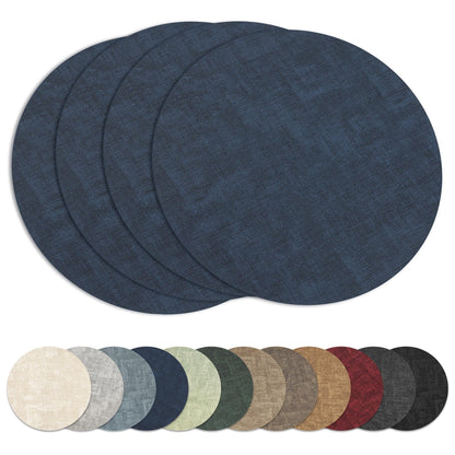 13" Round Placemats Set of 8, Reversible Faux Leather Wipeable Table Mats