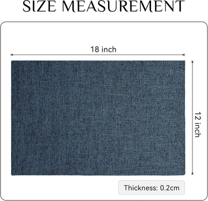Softalker Faux Linen Cloth Placemats Set of 6-12 x 18 Inch, Navy