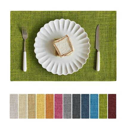 Softalker Faux Linen Cloth Placemats Set of 6-12 x 18 Inch, Navy
