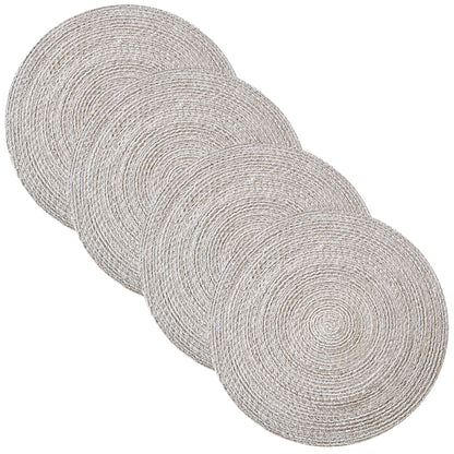 Sweet Home Collection 100% Cotton Placemats for Dining Room Rectangle Two Tone Woven Fabric 13" x 19" Soft Durable Table Mat Set, Set of 6, Eggshell