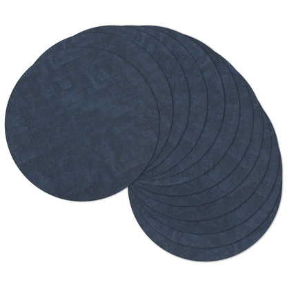 13" Round Placemats Set of 8, Reversible Faux Leather Wipeable Table Mats