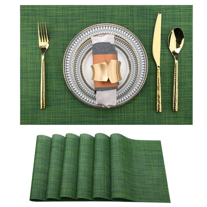 SLKQG Navy Blue Placemats Set of 4 - Easy Clean Washable Vinyl Placemats - Wipeable Heat Resistant Table Mats for Dining Table - 17x12 Inch (Navy Blue, 4)