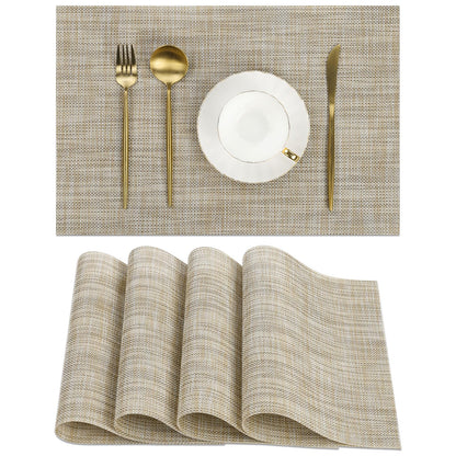 SHACOS Teal Blue Woven Placemats Set of 6 Place Mats for Dining Table