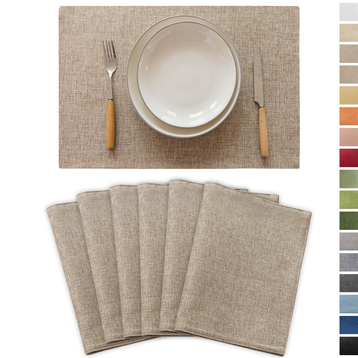 Demetex Green Placemat Set of 4 Washable Linen Textured Place Mats for Dinner Heat Resistant Sage Cloth Placemats Scratch Resistant Plate Mats for Dining Table Kitchen, Green