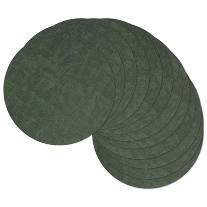 13" Round Placemats Set of 8, Reversible Faux Leather Wipeable Table Mats