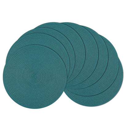 SHACOS Round Braided Placemats Set of 4 Washable Place Mats for Dining Tables 15 inch Non Slip Kitchen Table Mats (Beige, 4)