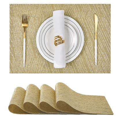 Beige Placemats Set of 4 - Heat-Resistant, Non-Slip Table Mats, Washable Woven Vinyl for Indoor & Outdoor Dining