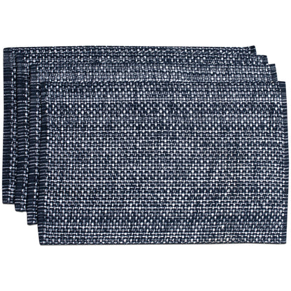 Sweet Home Collection 100% Cotton Placemats for Dining Room Rectangle Two Tone Woven Fabric 13" x 19" Soft Durable Table Mat Set, Set of 4, Eggshell