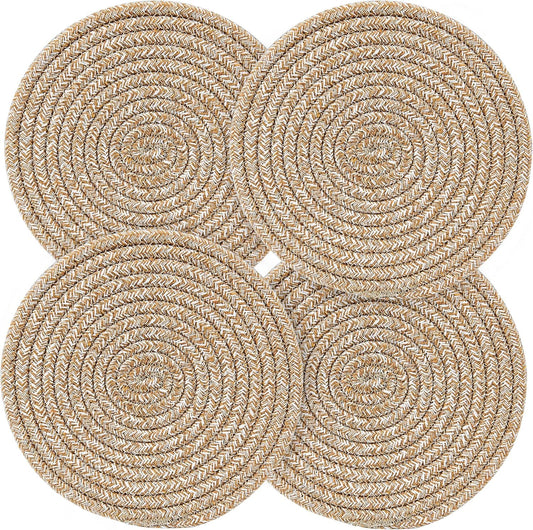 Pot Holders Trivets Set 4 Pcs, Potholders for Kitchens, 100% Pure Cotton Thread Weave Trivets for Hot Dishes/Pot/Bowl/Teapot/Hot Pot Holders, 7.9 Inches