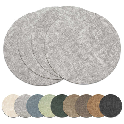 13" Round Placemats Set of 8, Reversible Faux Leather Wipeable Table Mats