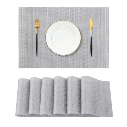 Woven Vinyl Beige Placemats Set of 12, Linen Look & Easy to Clean